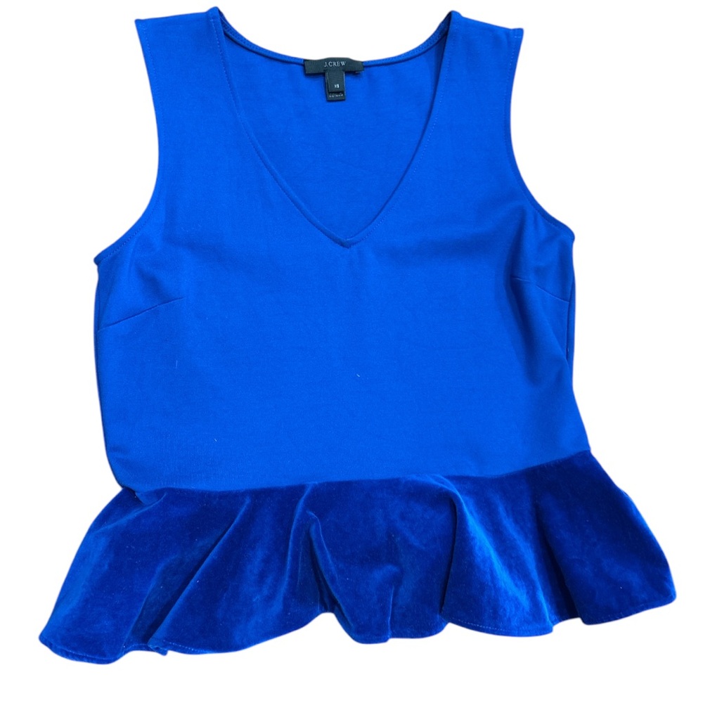 J.CREW | Women's royal-blue velvet peplum-hem sleeveless top